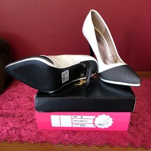 Black and white high heels